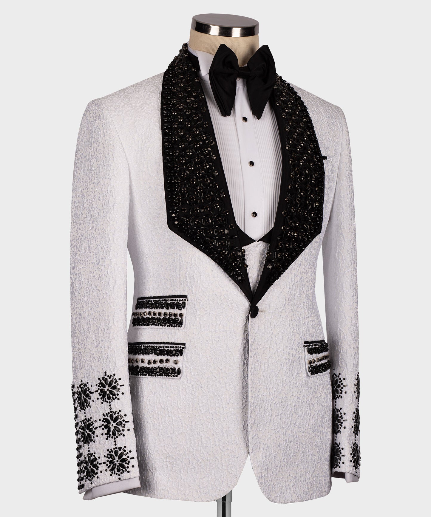 Black stone embroidered tuxedo