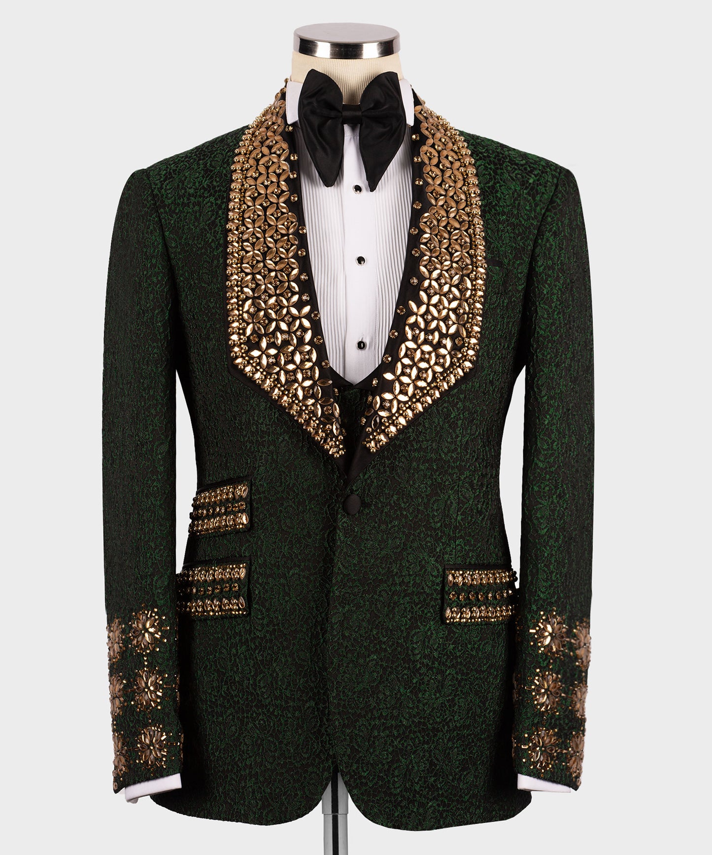 Gold stone embroidered tuxedo