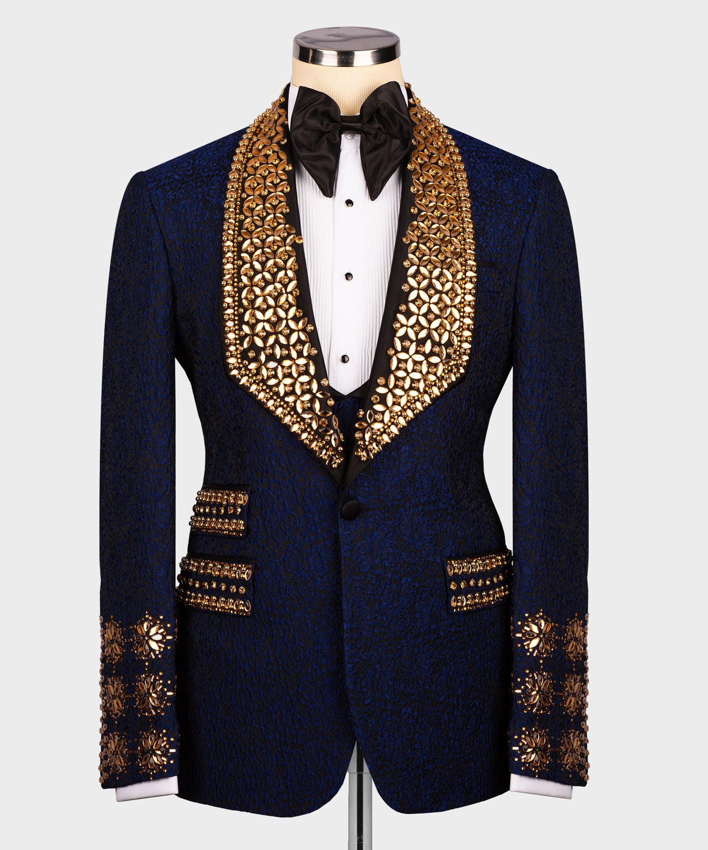 Gold stone embroidered tuxedo
