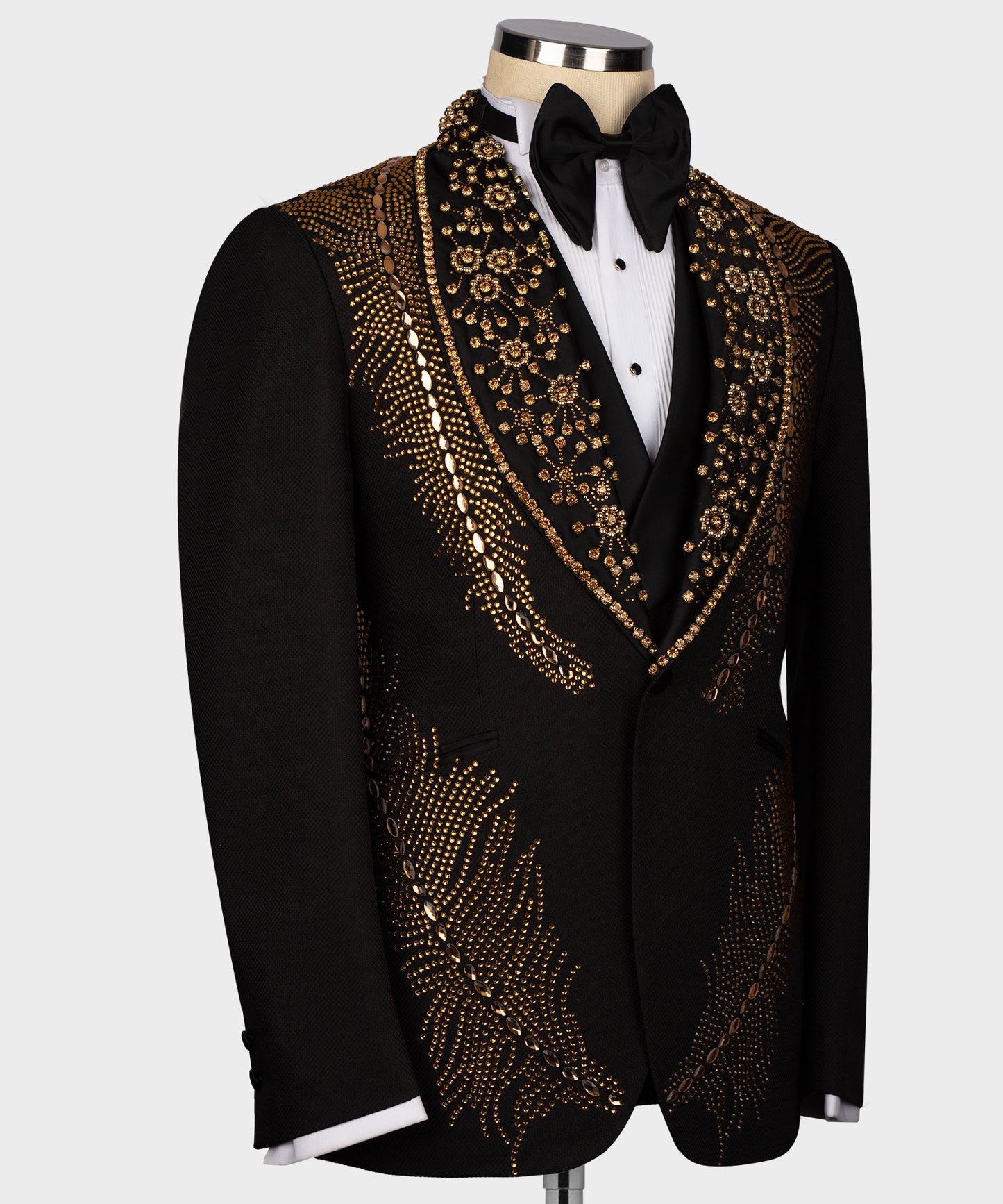 Royal Style Gold Stone Embroidered Tuxedo