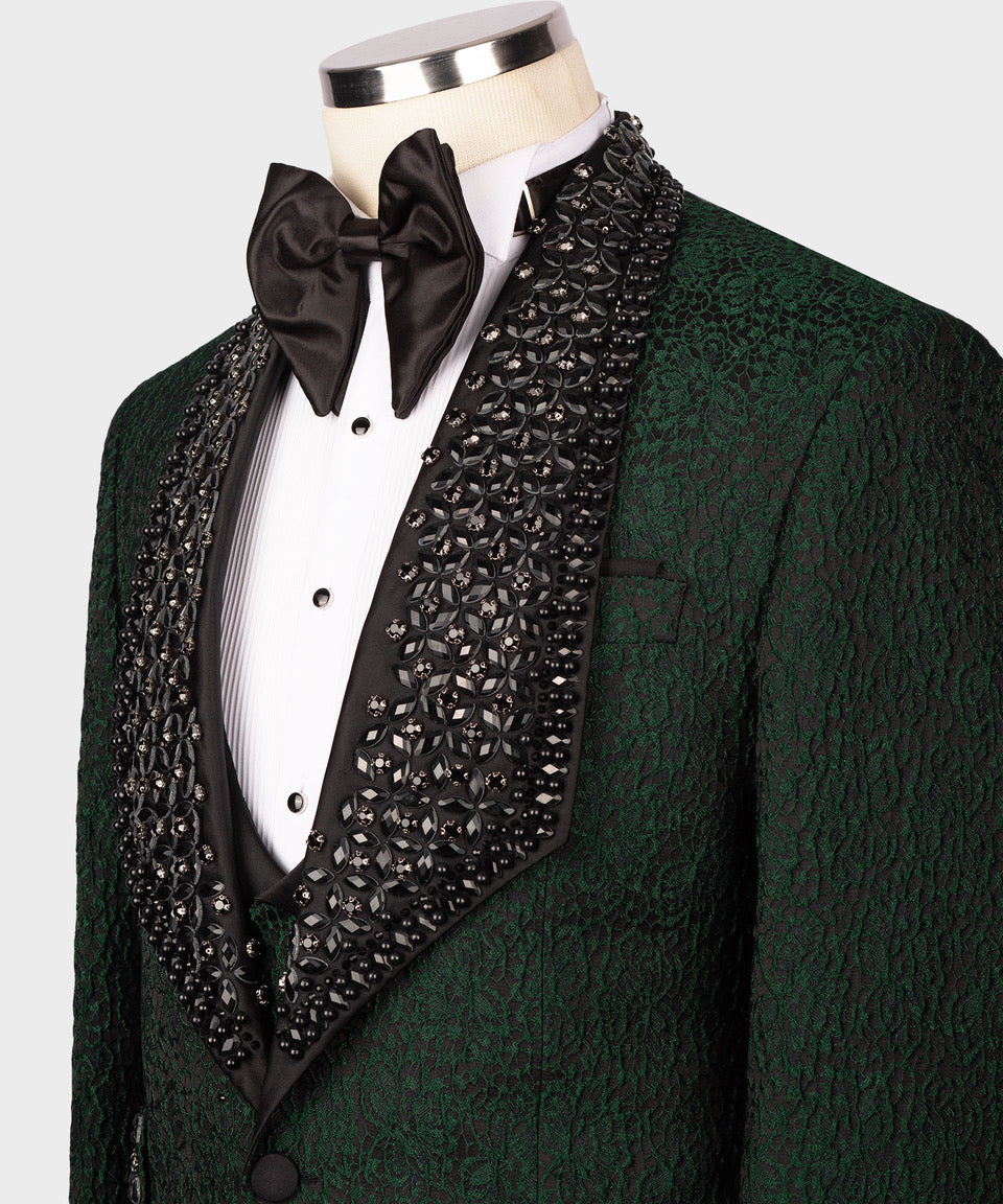 Black stone embroidered tuxedo