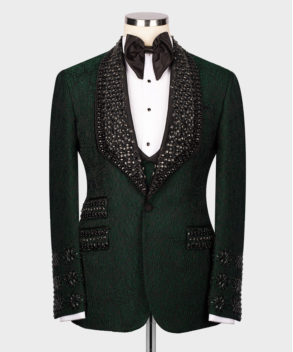 Black stone embroidered tuxedo