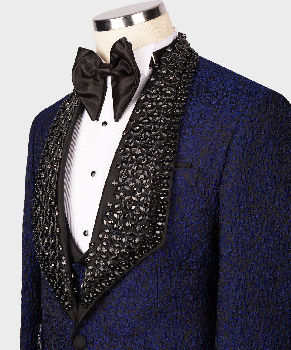 Black stone embroidered tuxedo