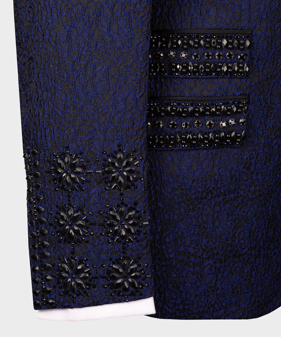 Black stone embroidered tuxedo