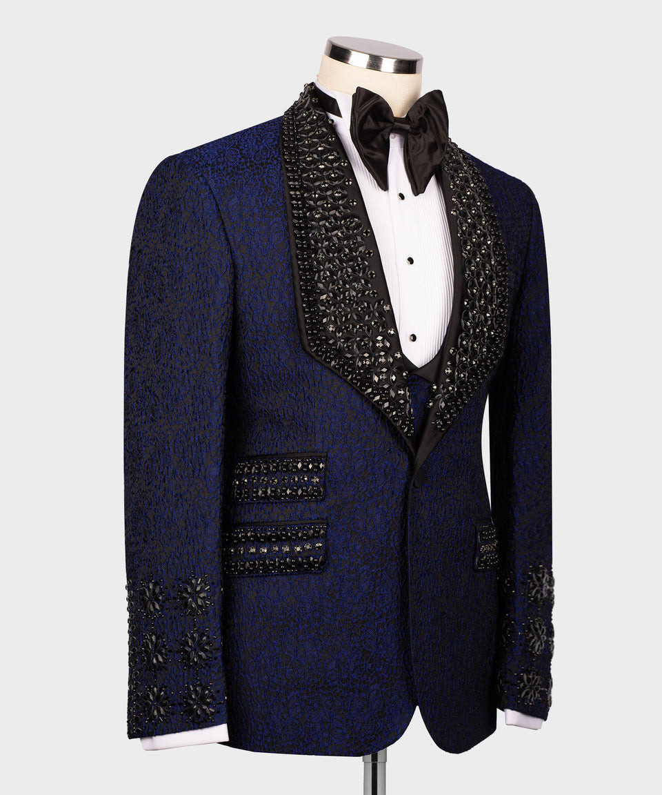 Black stone embroidered tuxedo