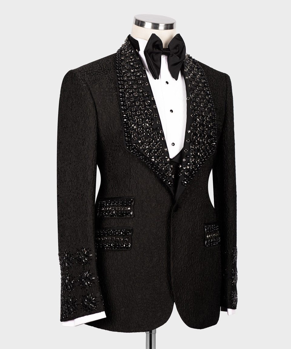 Black stone embroidered tuxedo