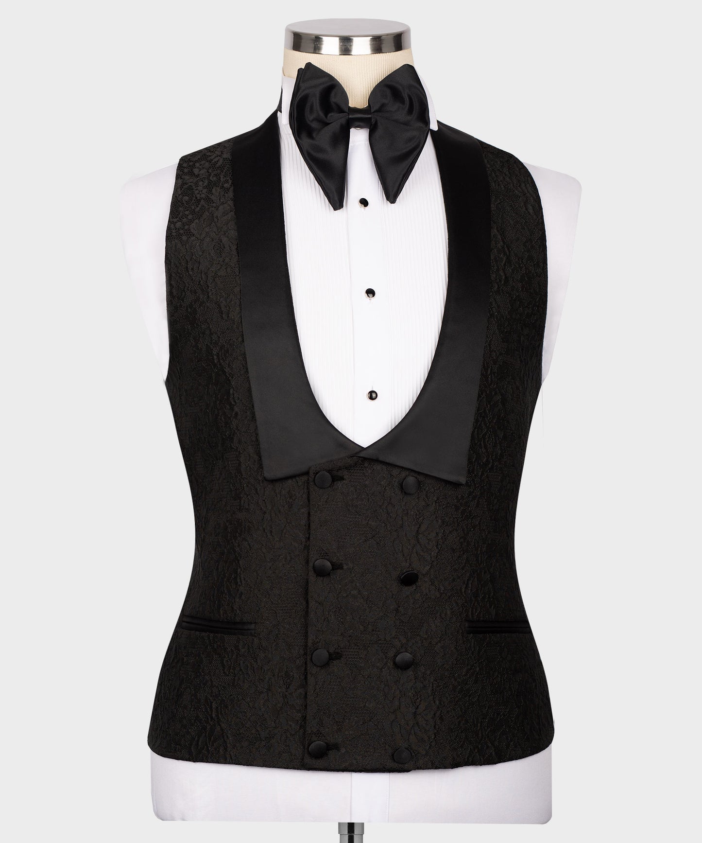 Black embossed fabric tuxedo