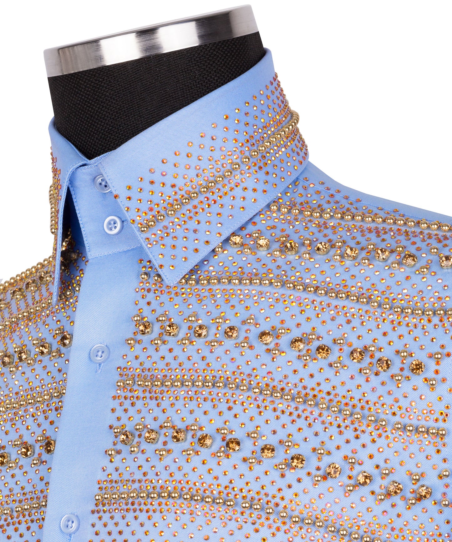 Gold stone embroidered shirt
