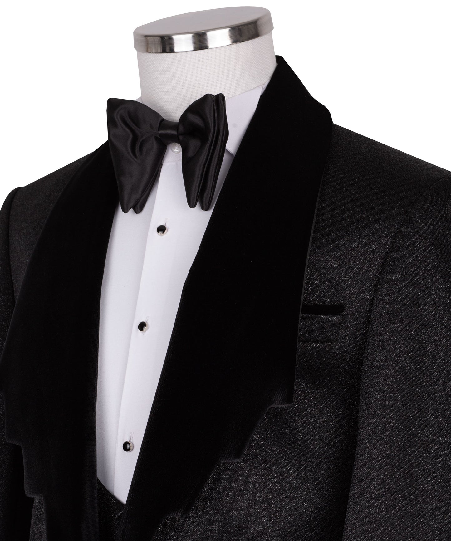 Velvet collar shiny black tuxedo