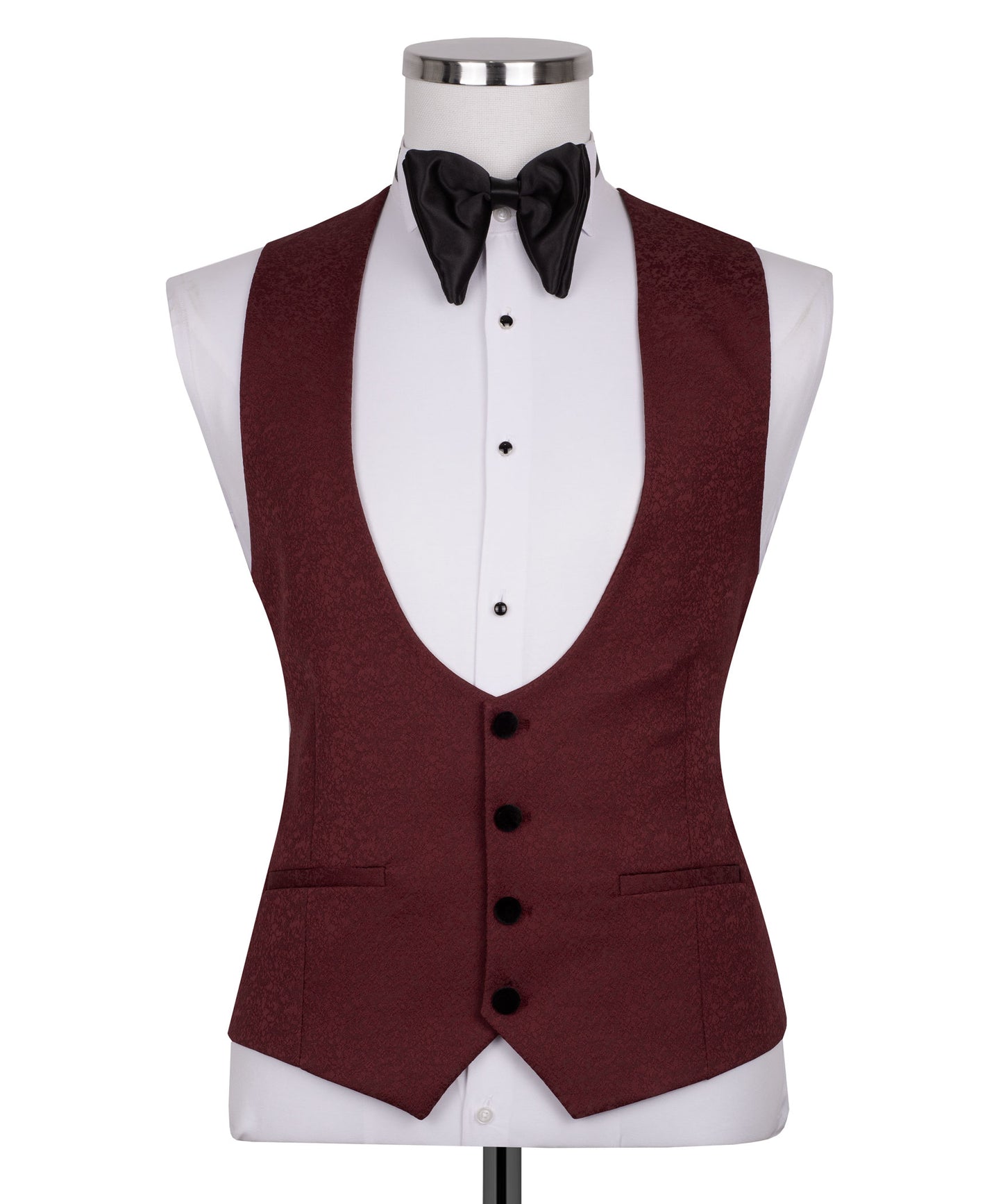 Velvet collar burgundy tuxedo