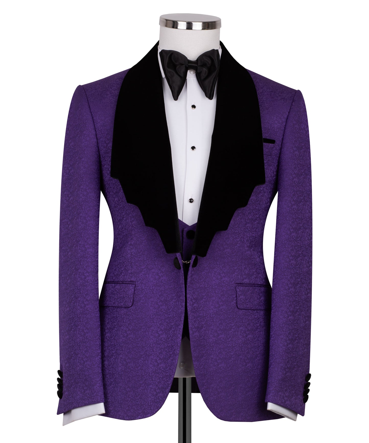 Velvet collar purple tuxedo