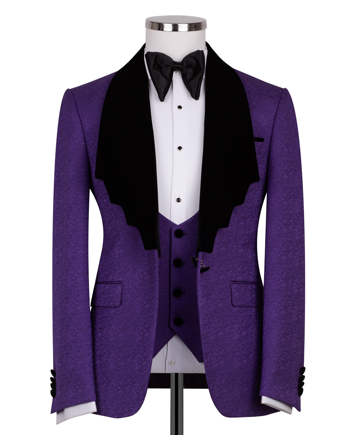 Velvet collar purple tuxedo