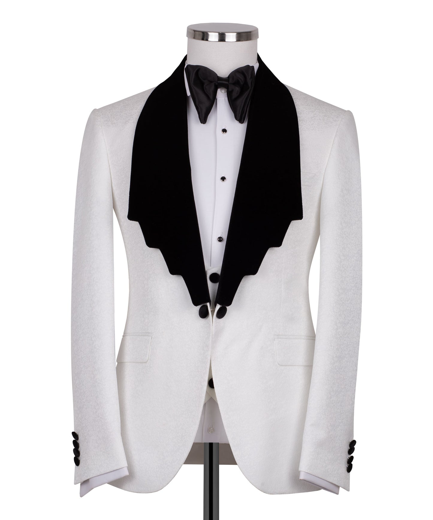 Velvet collar white tuxedo