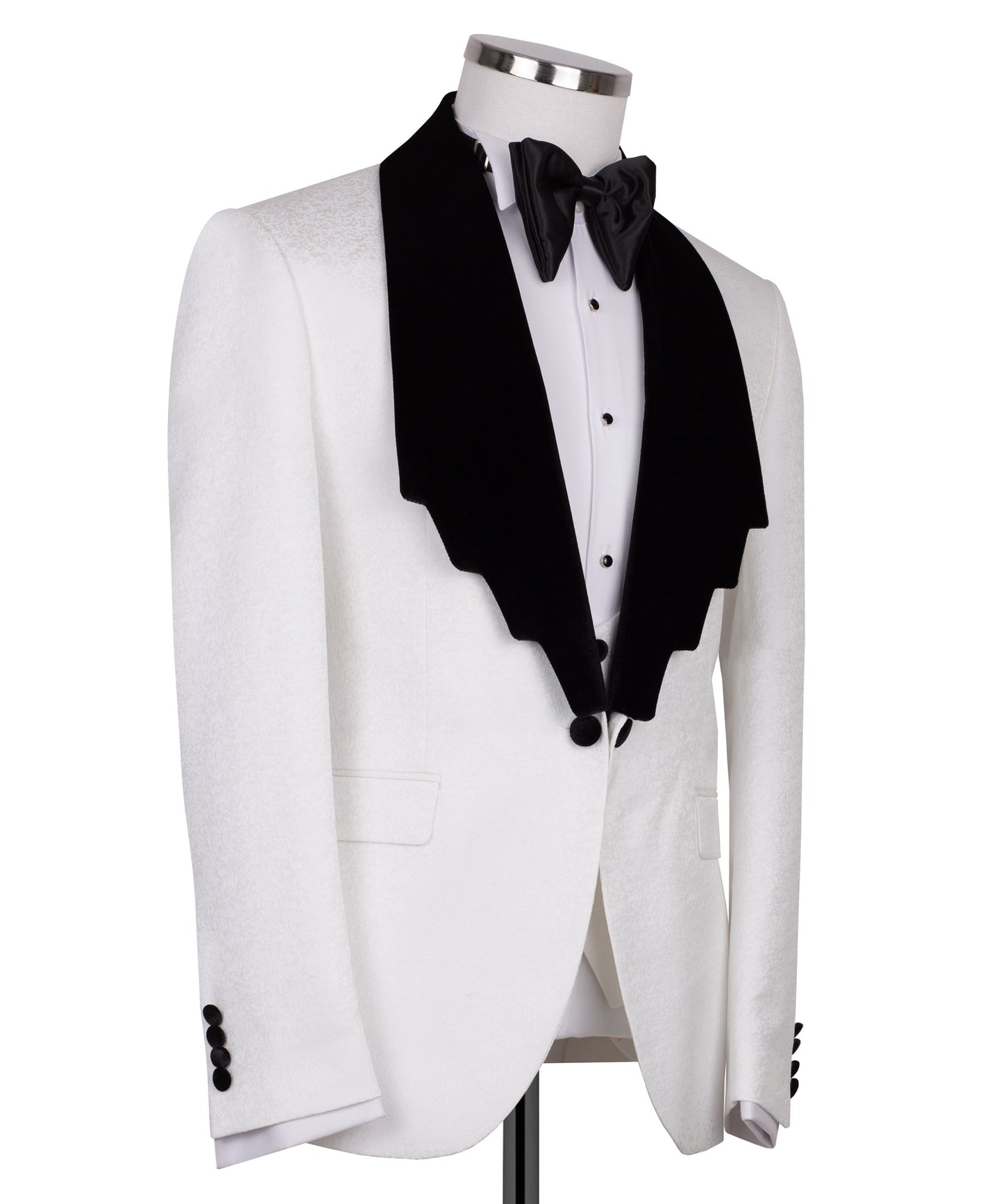 Velvet collar white tuxedo