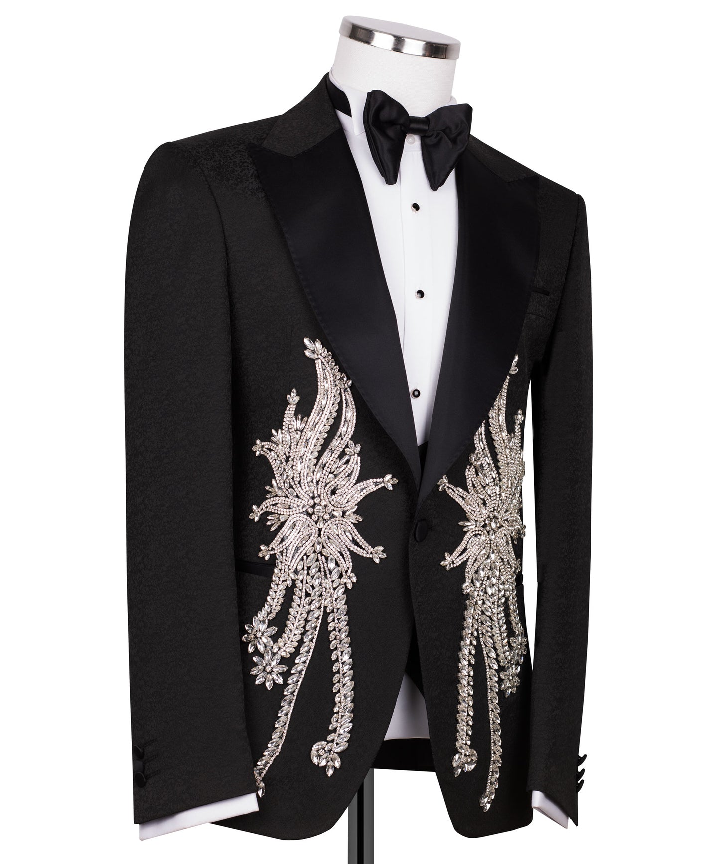 Stone Embroidered Black Tuxedo