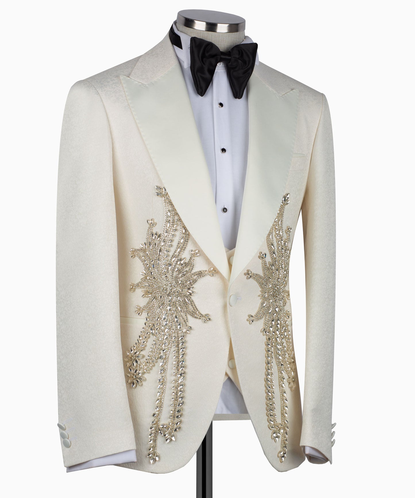 Stone Embroidered White Tuxedo