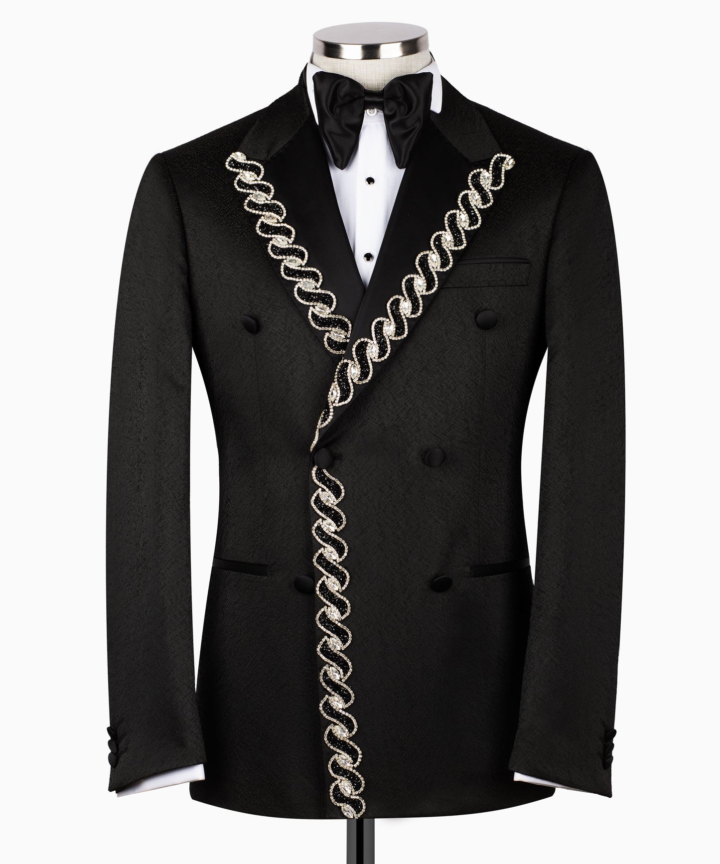 Rhinestone Embroidered Black Tuxedo