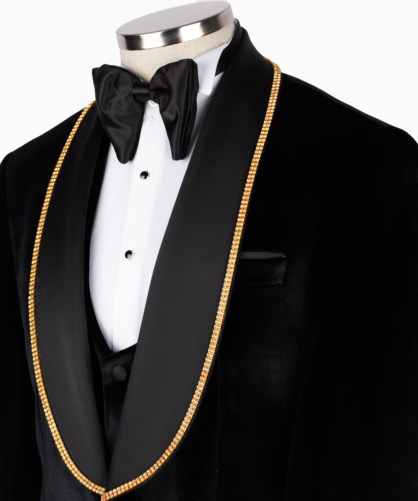Gold Rhinestone Embroidered Velvet Tuxedo