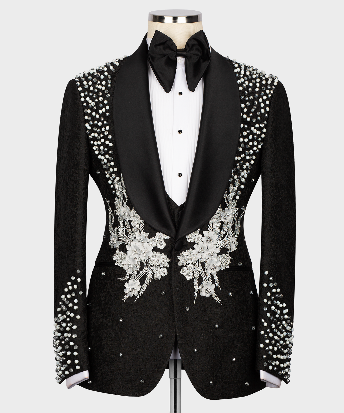Flower Patterned Black Tuxedo