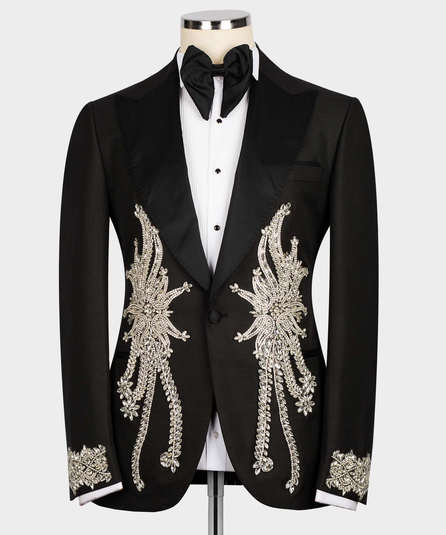 Stone Embroidered Black Tuxedo