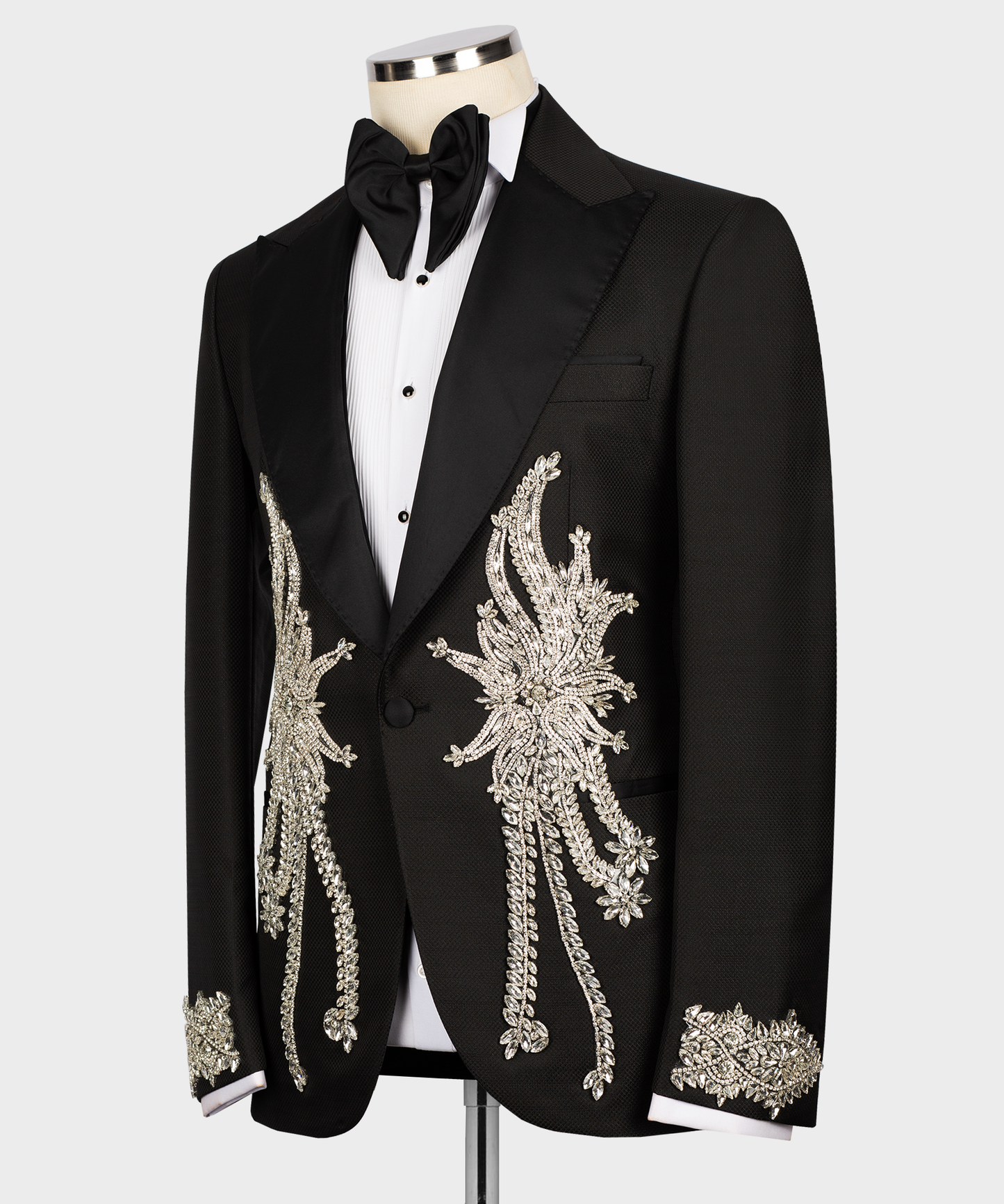 Stone Embroidered Black Tuxedo
