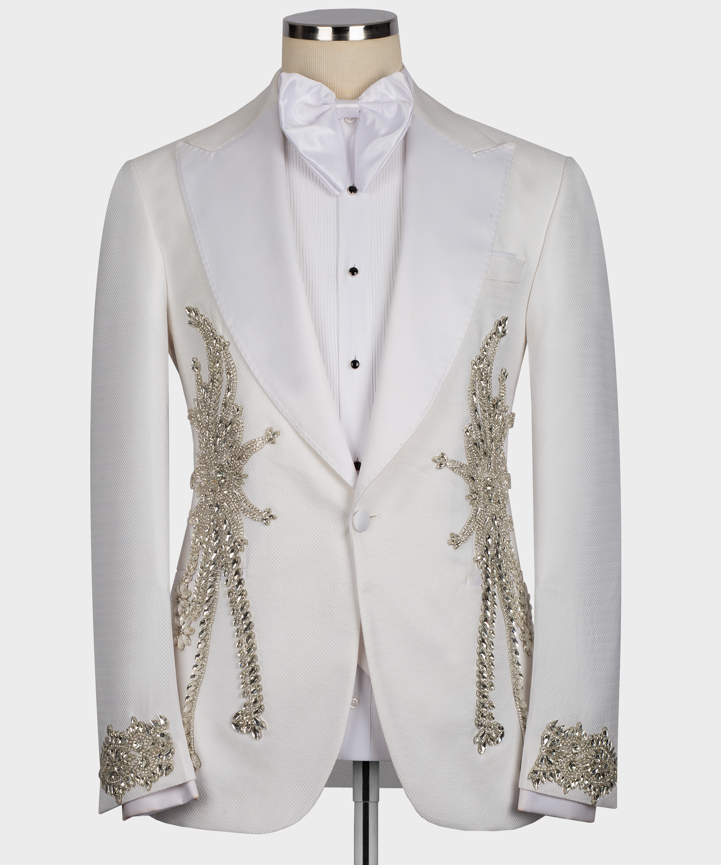 Stone Embroidered White Tuxedo