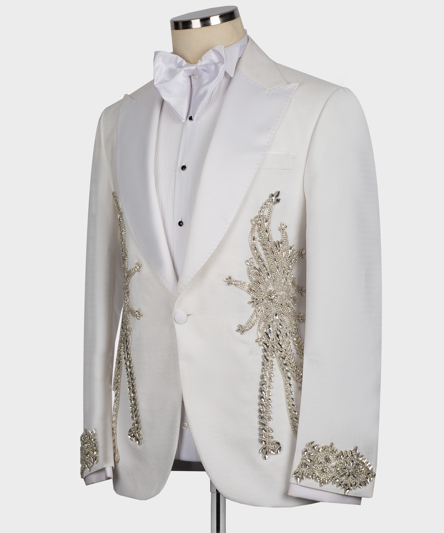 Stone Embroidered White Tuxedo