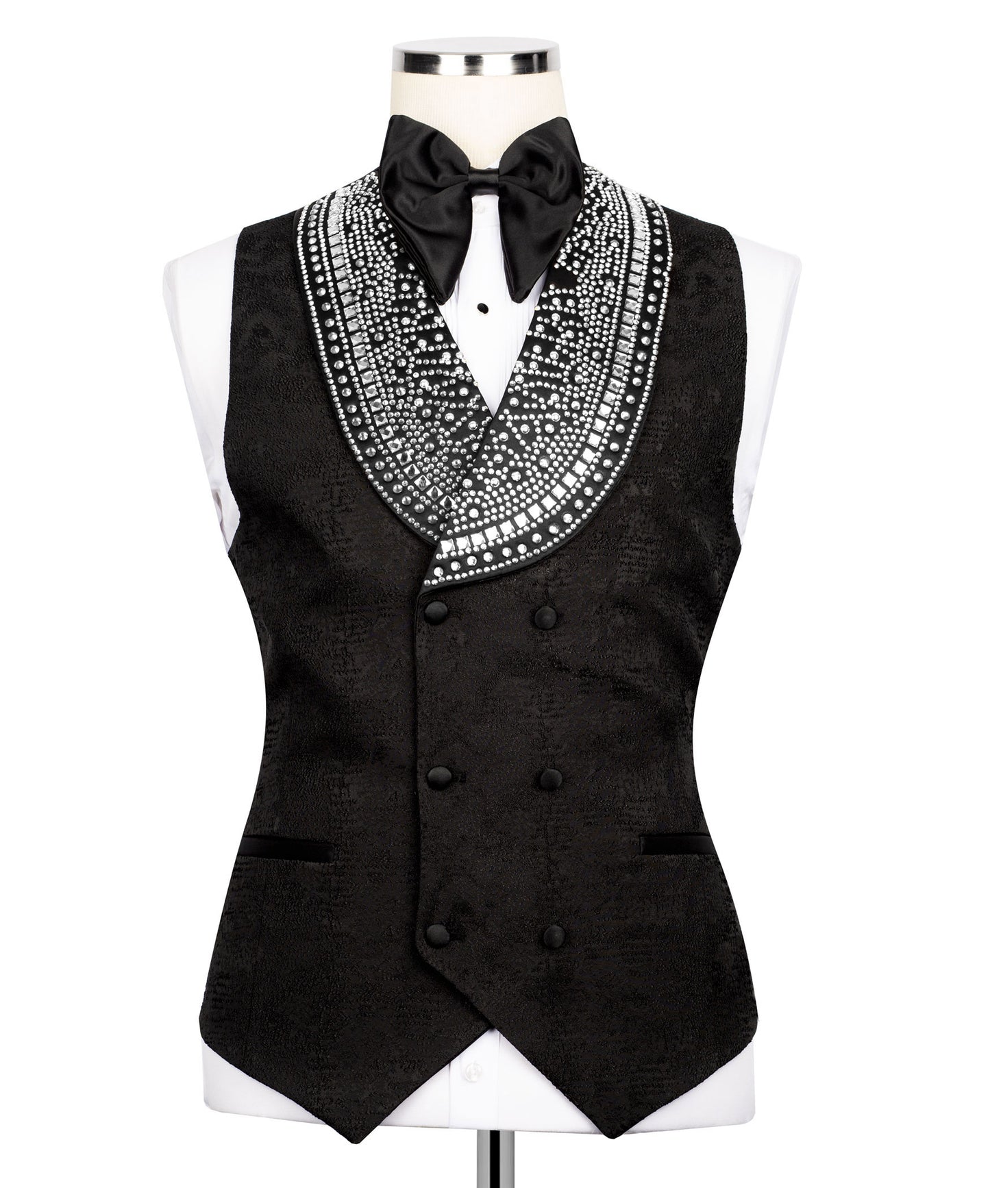 Tuxedo with stone embroidery on trousers, jacket and vest