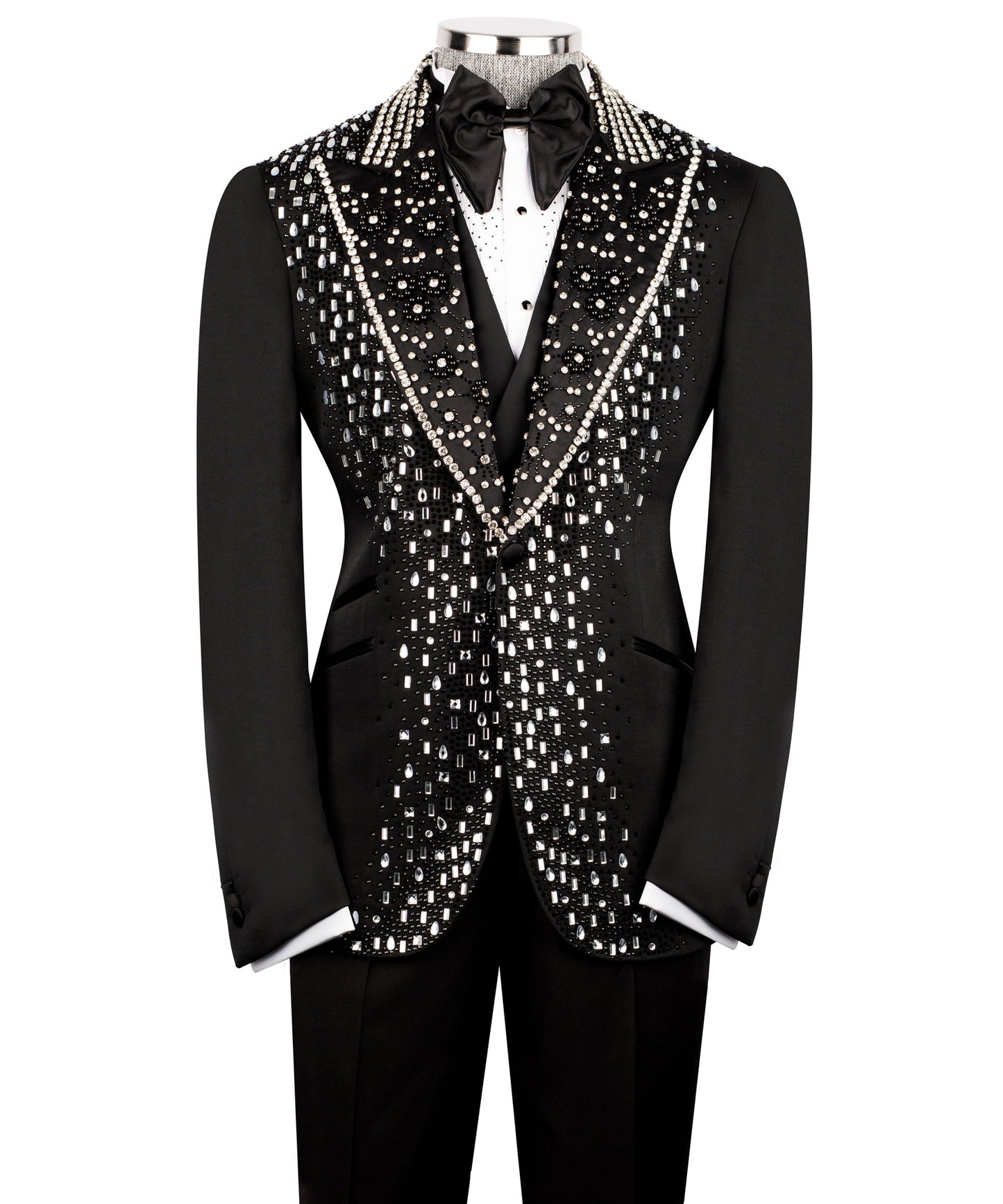 Silver Embroidered Black Tuxedo