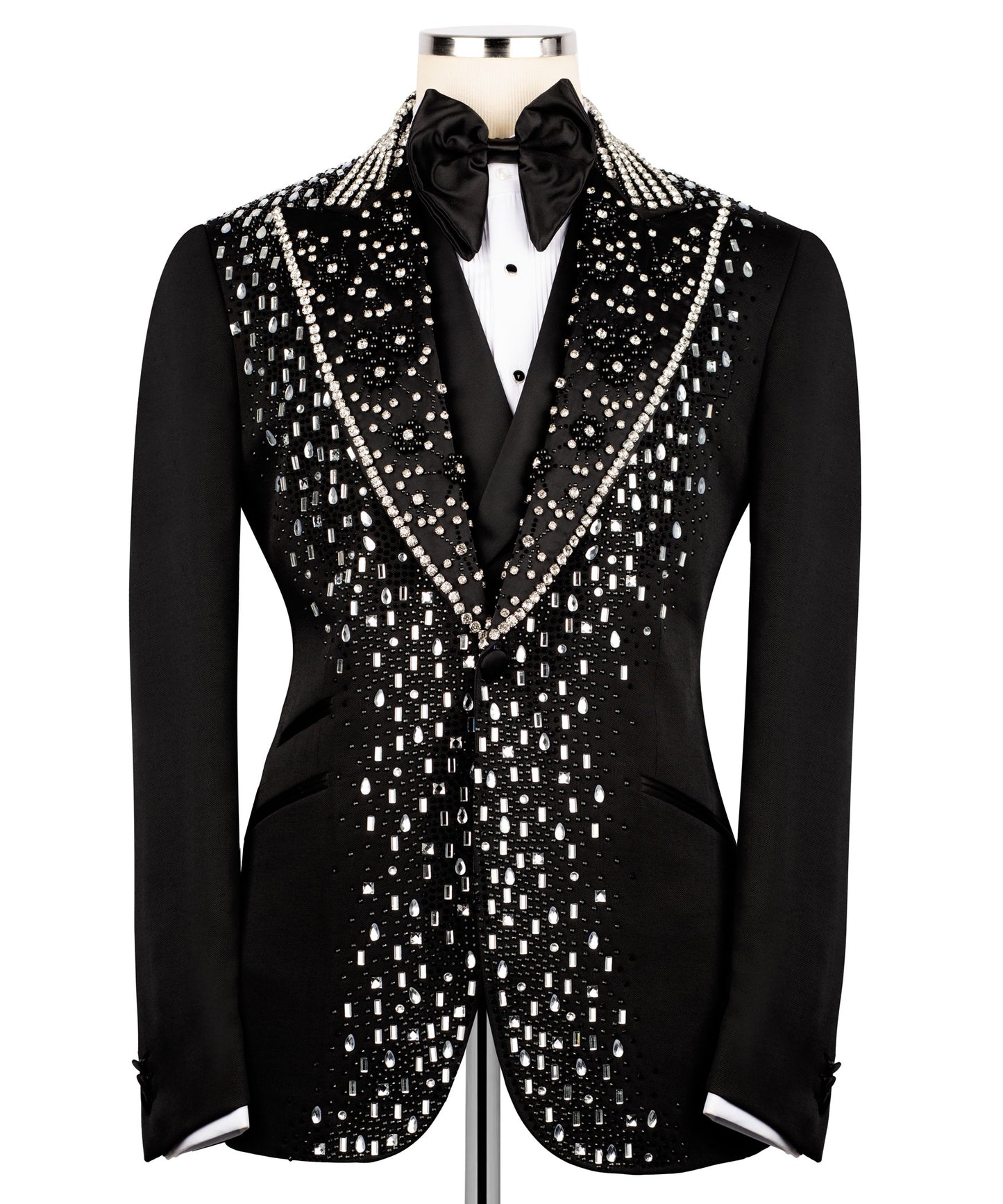 Silver Embroidered Black Tuxedo