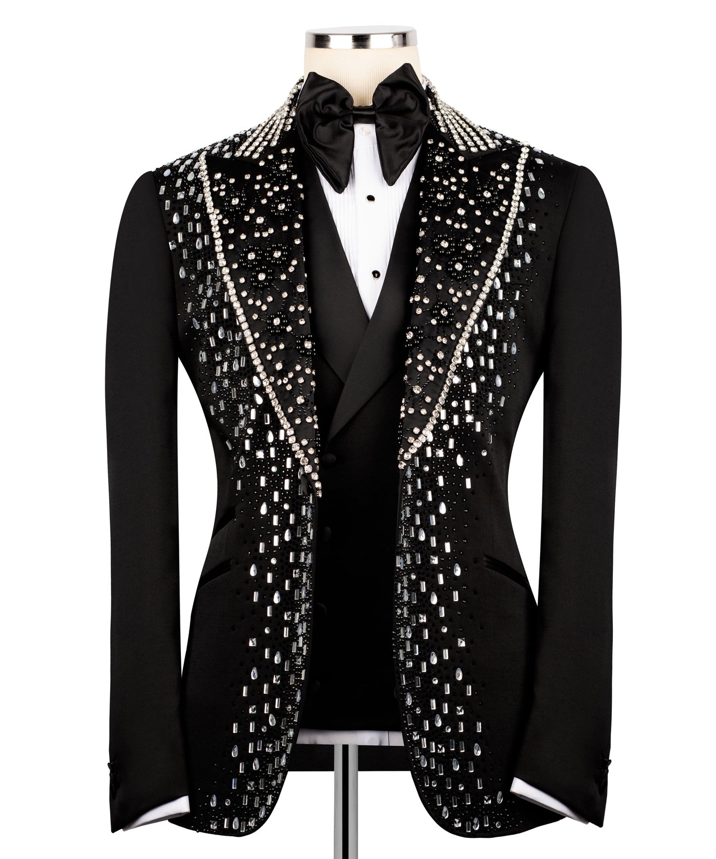 Silver Embroidered Black Tuxedo