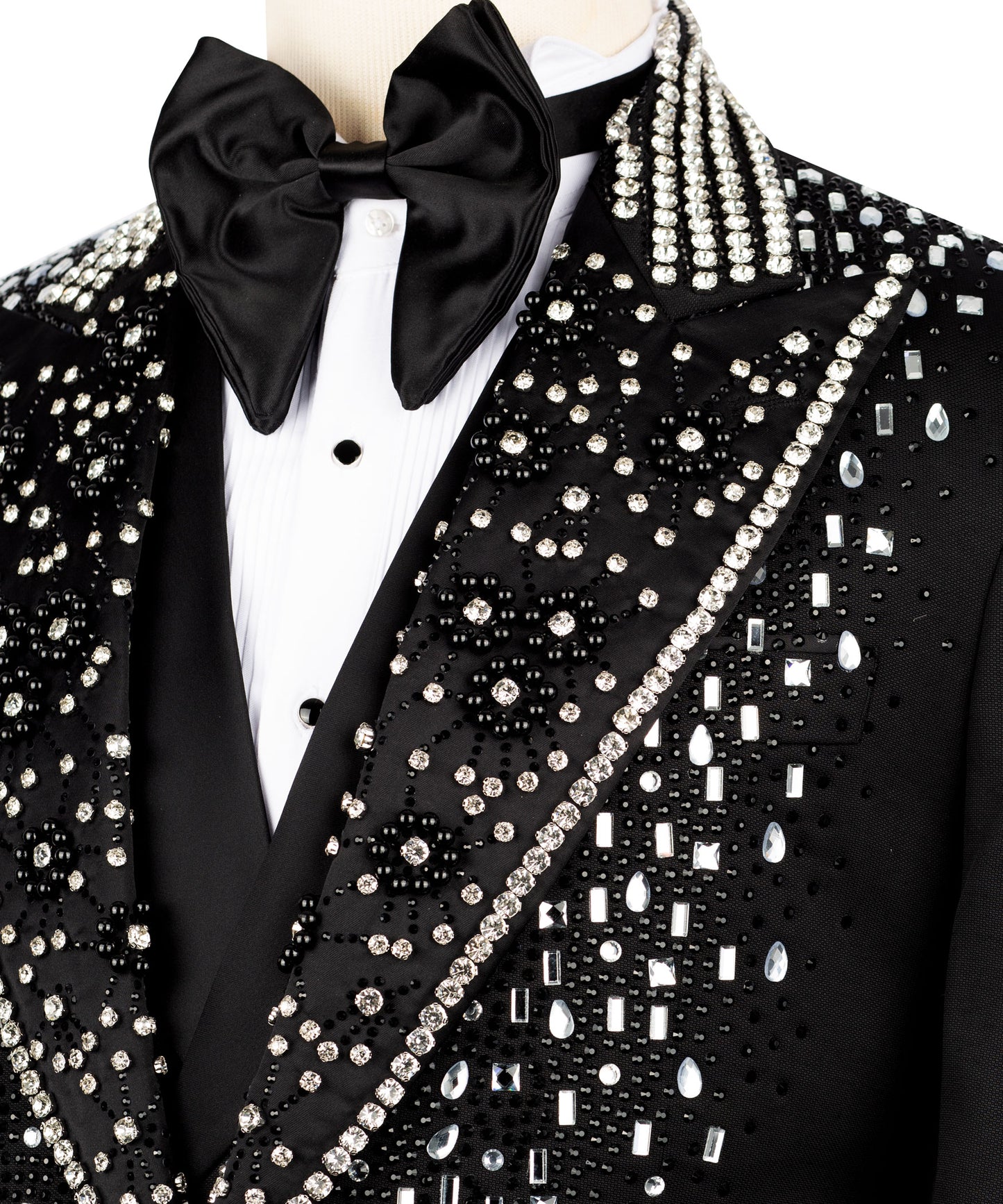 Silver Embroidered Black Tuxedo