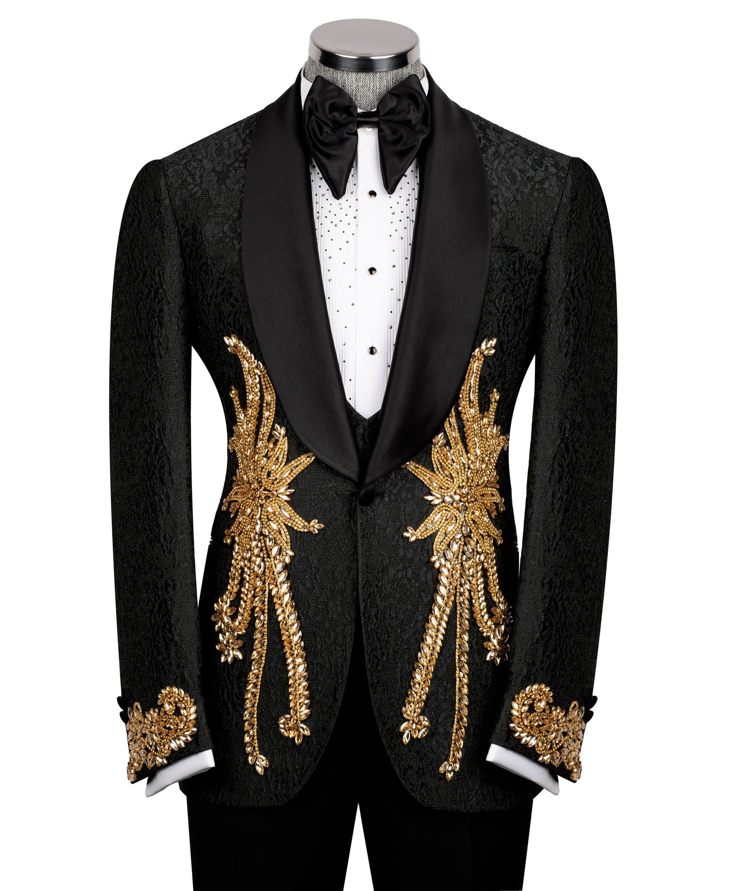 Stone Embroidered Black Tuxedo