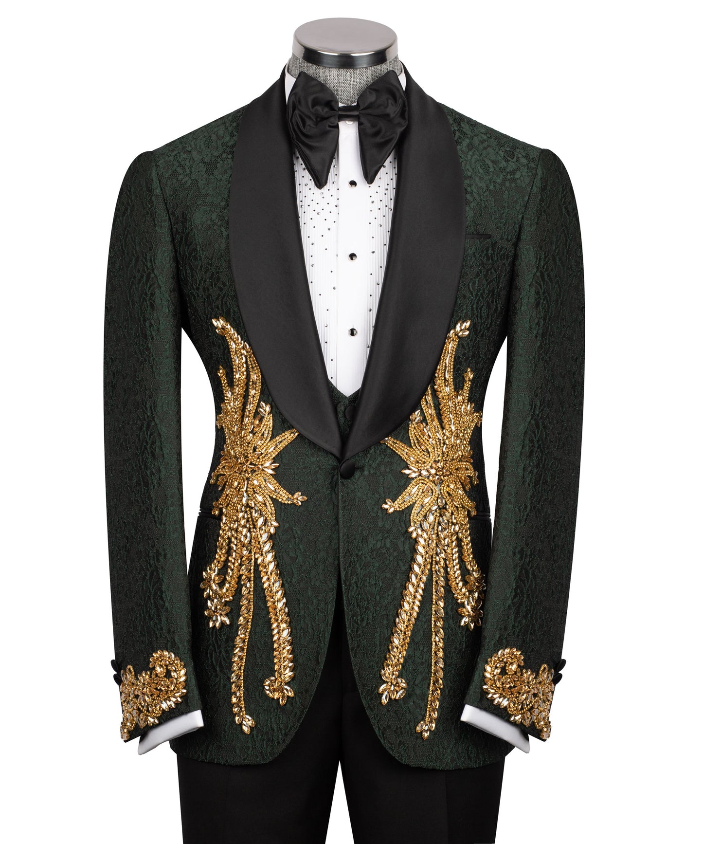 Stone Embroidered Green Tuxedo
