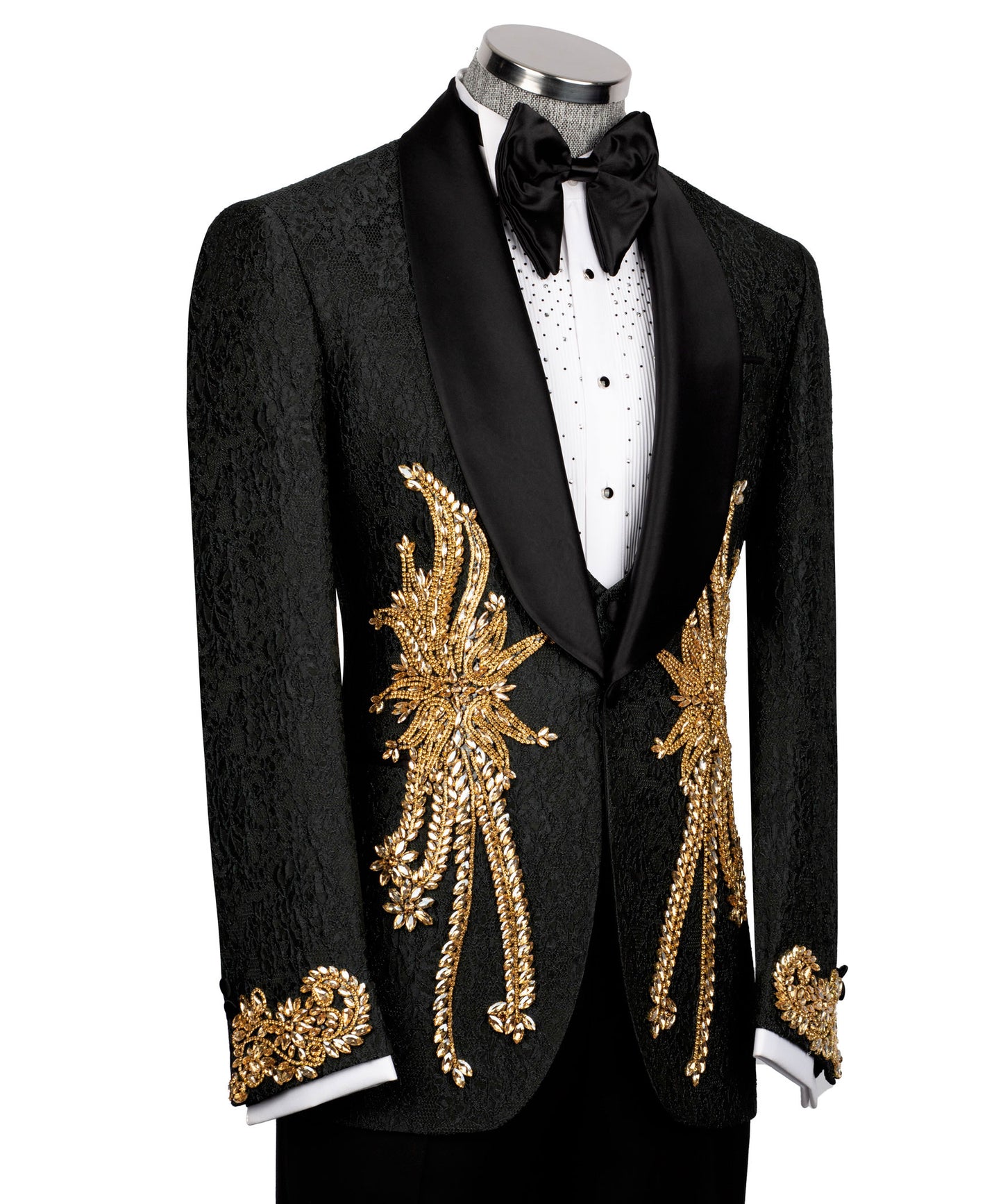 Stone Embroidered Black Tuxedo