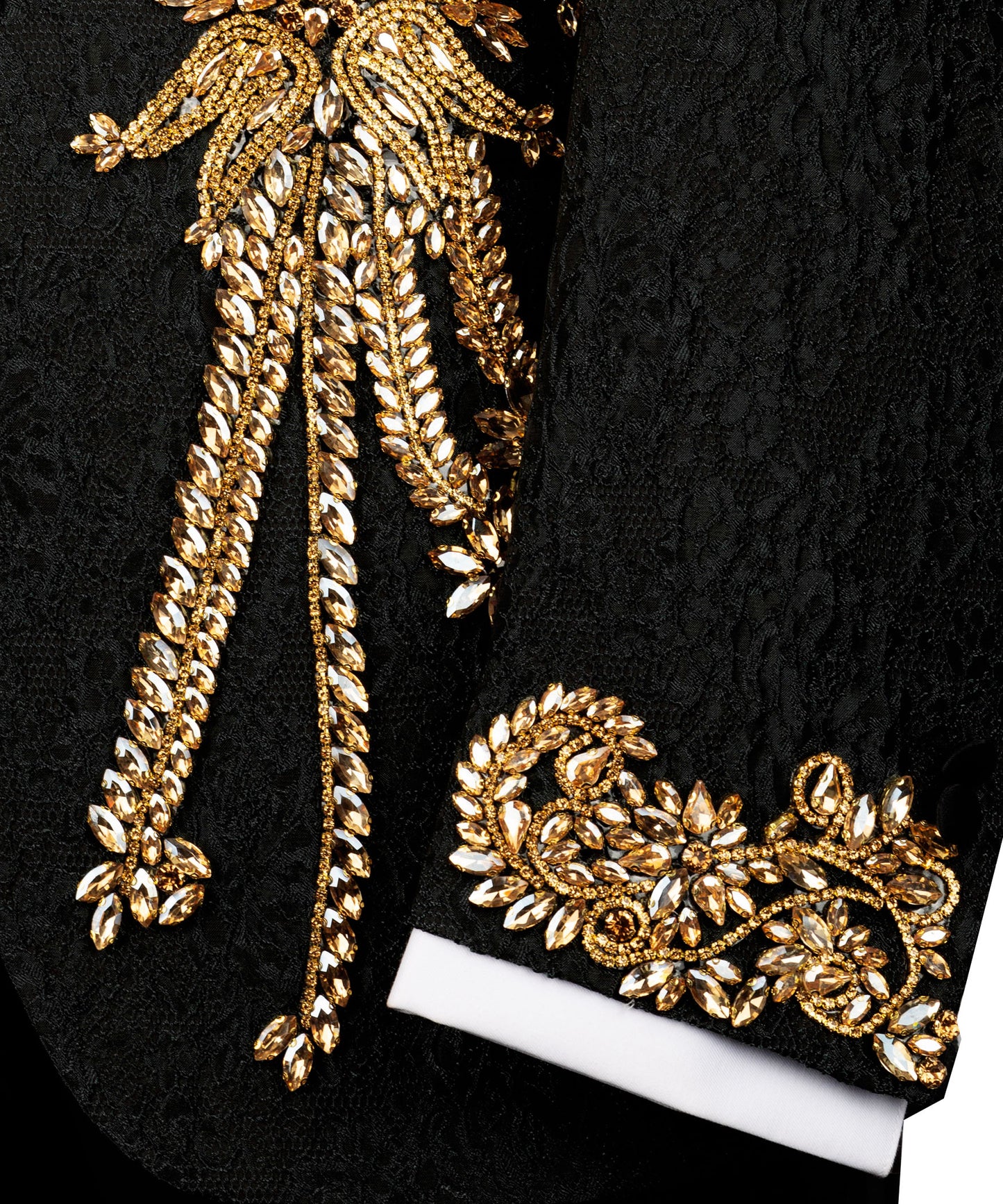 Stone Embroidered Black Tuxedo