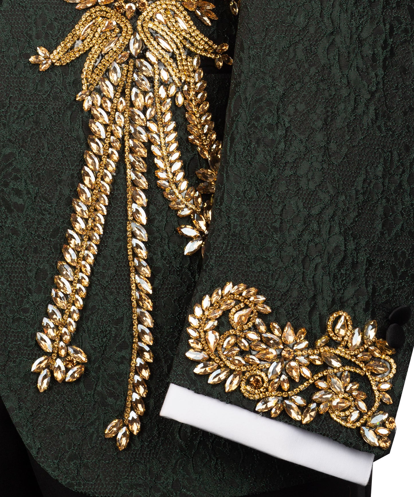 Stone Embroidered Green Tuxedo
