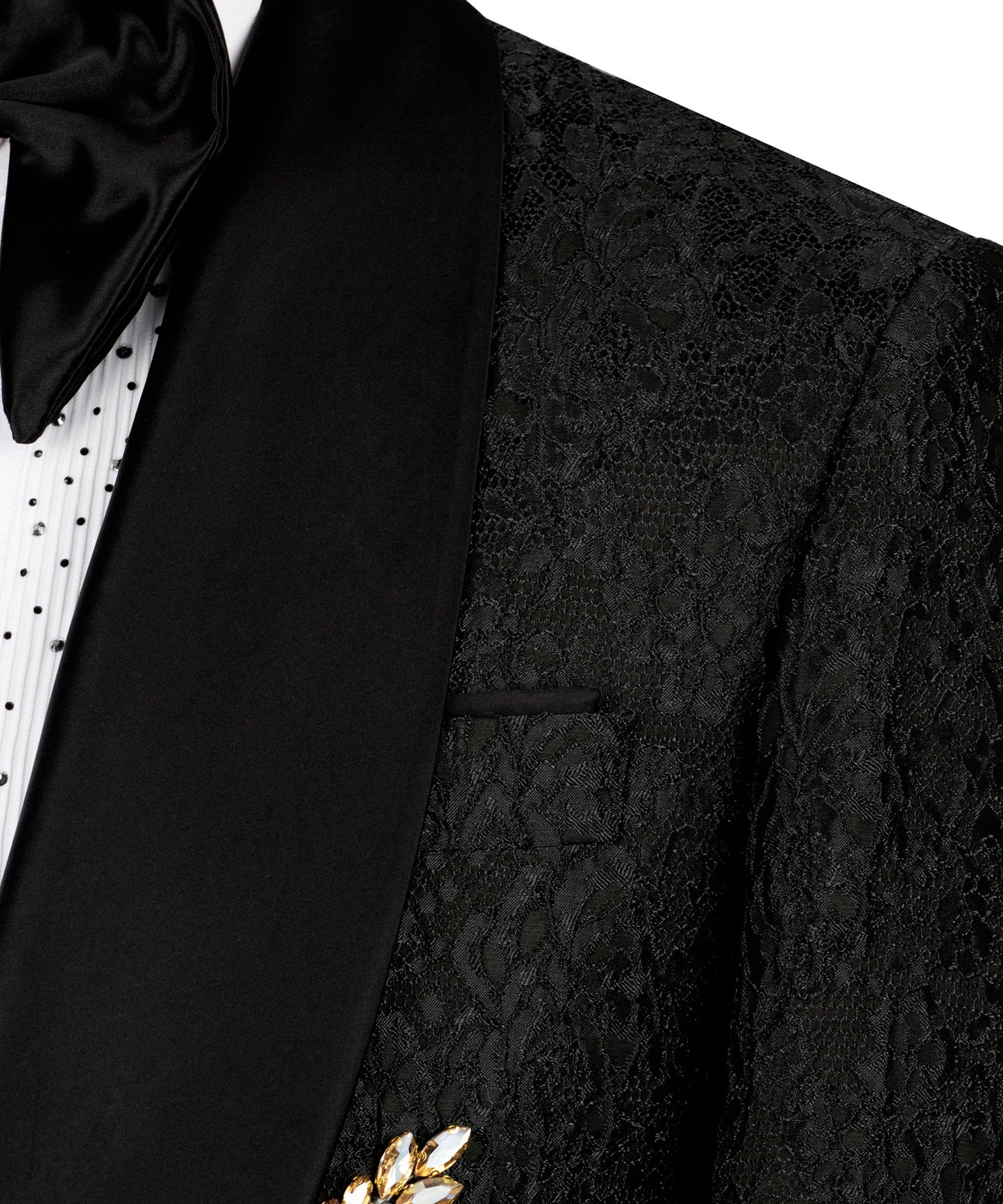 Stone Embroidered Black Tuxedo