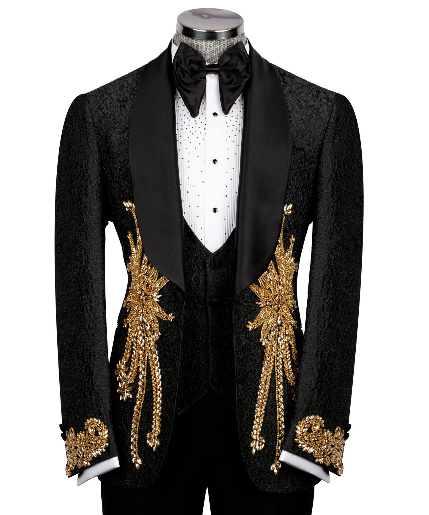 Stone Embroidered Black Tuxedo