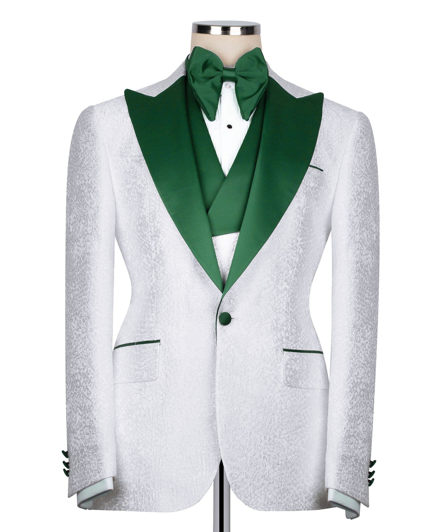 Green collar white tuxedo