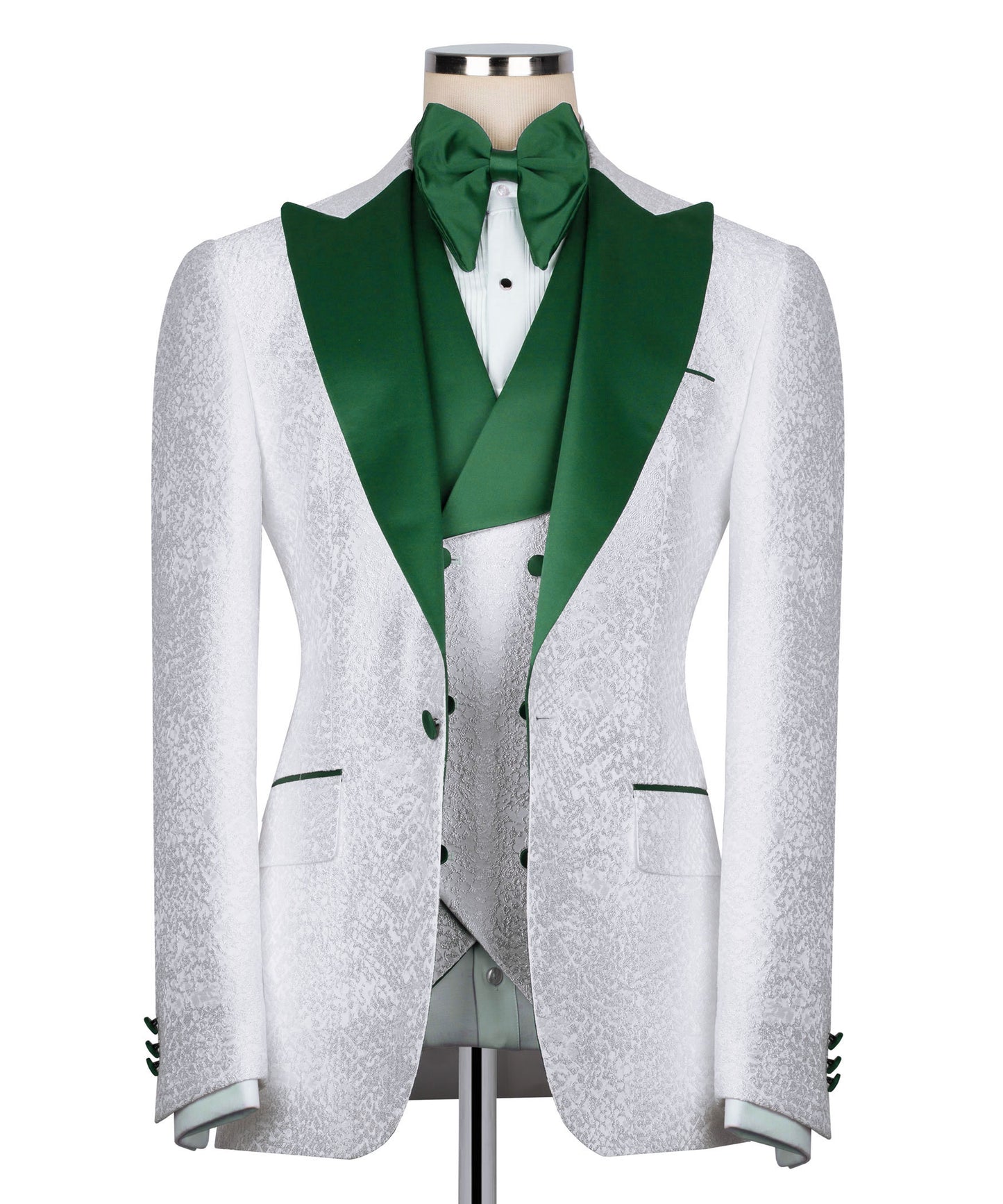 Green collar white tuxedo