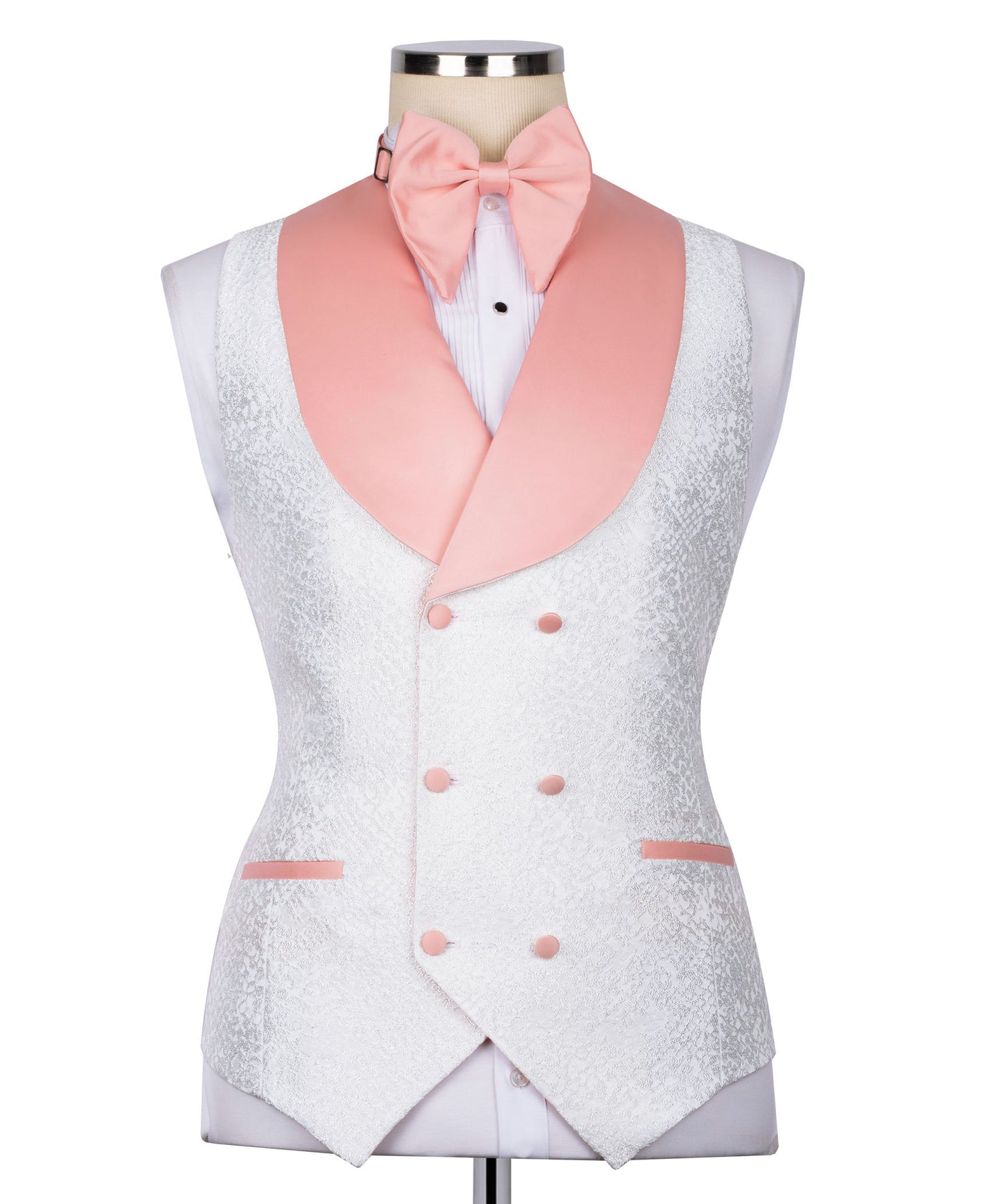 Pink collar white tuxedo