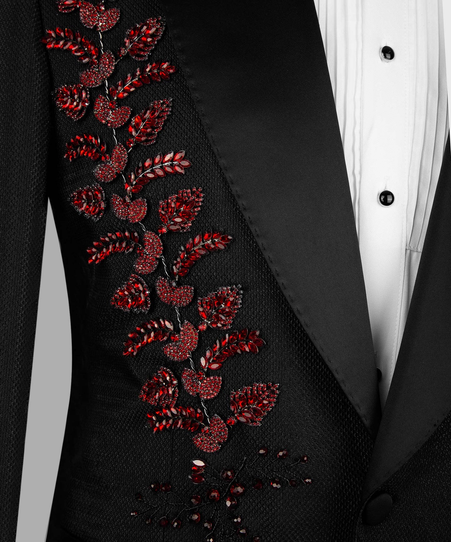 Black tuxedo with crystal stone embroidery