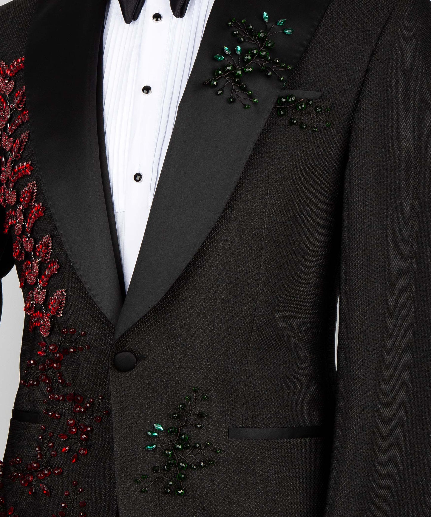 Black tuxedo with crystal stone embroidery