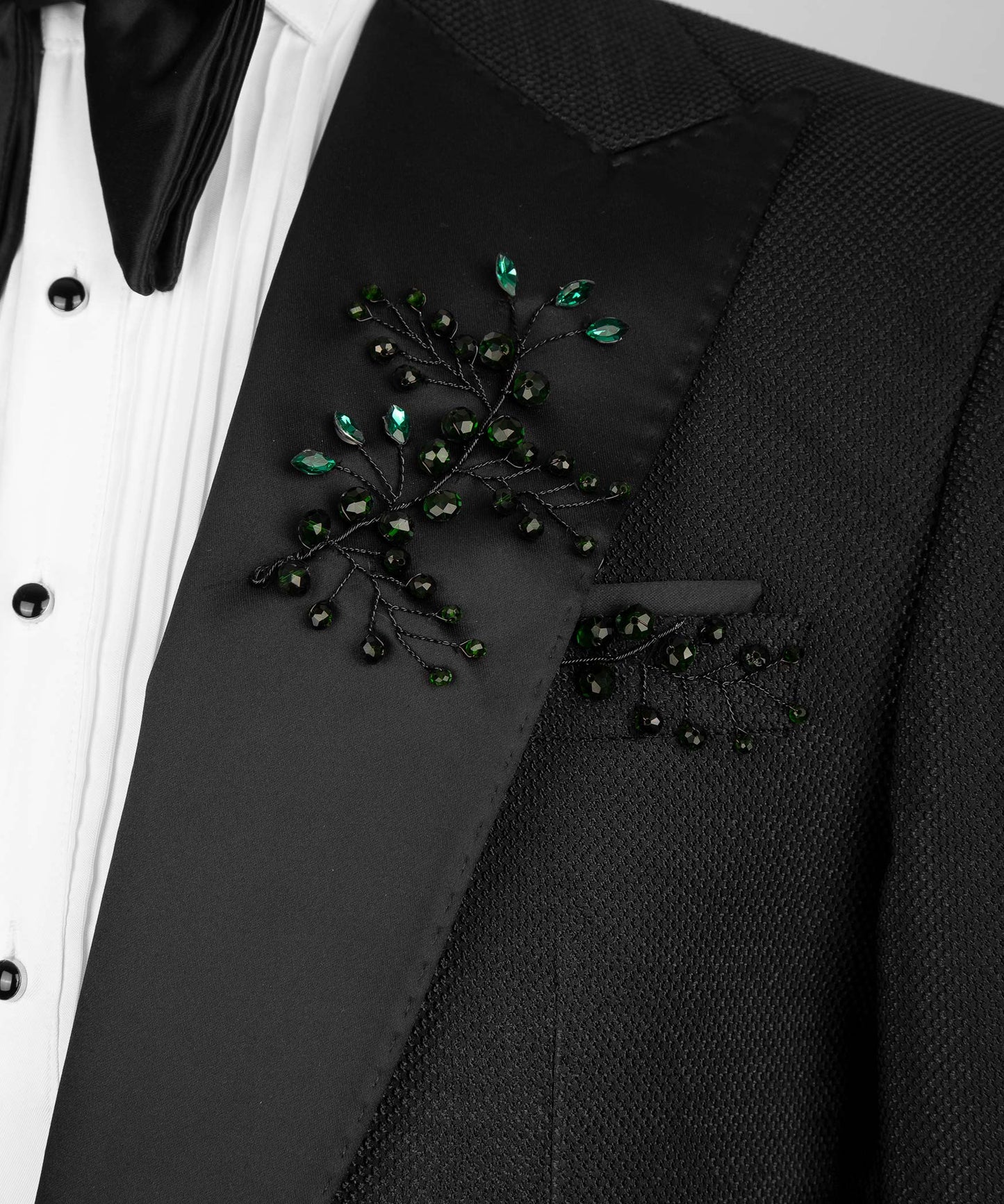 Black tuxedo with crystal stone embroidery