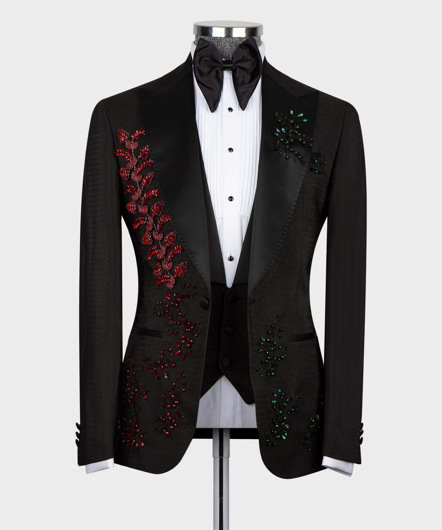 Black tuxedo with crystal stone embroidery