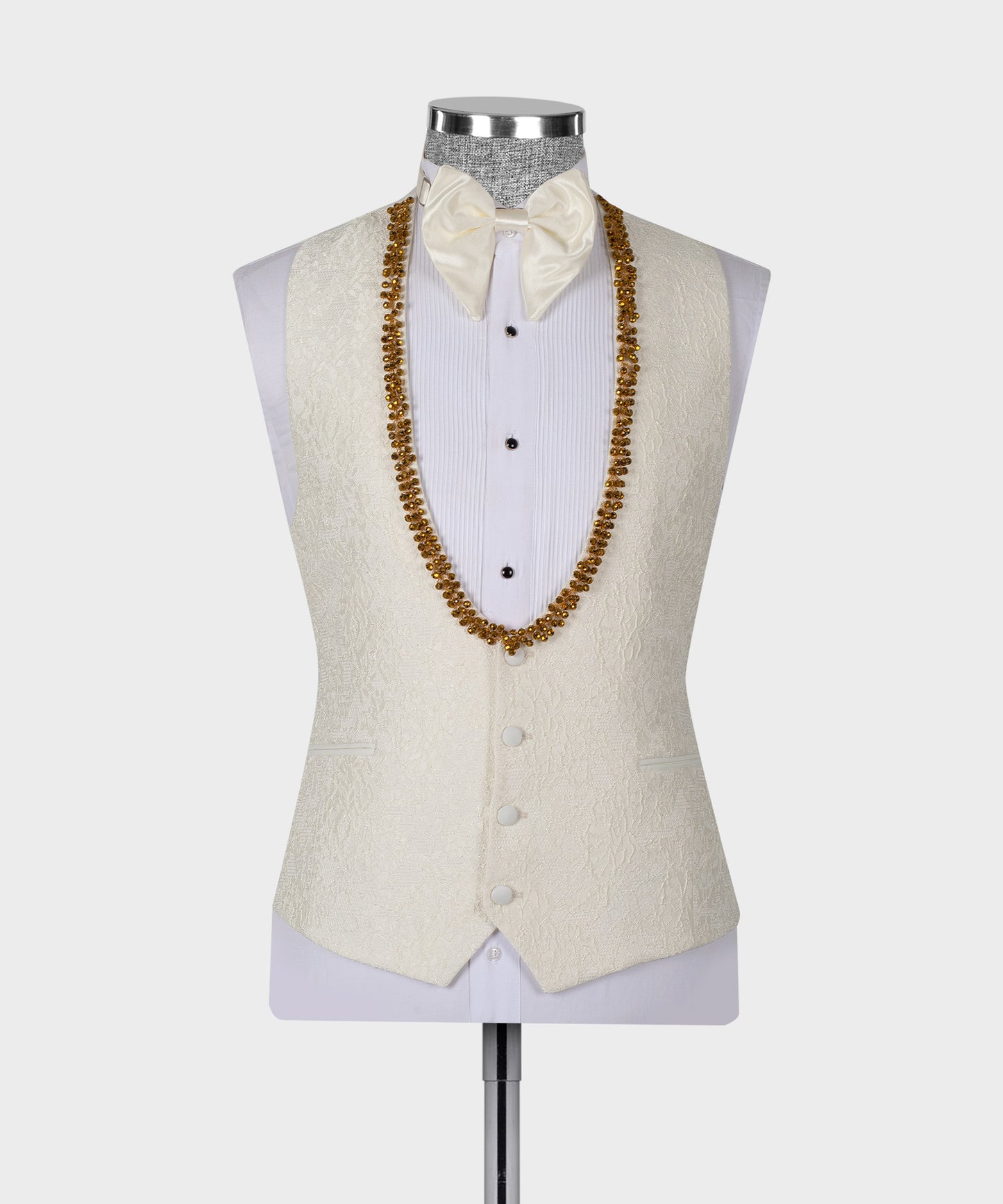 Stone embroidered Cream tuxedo