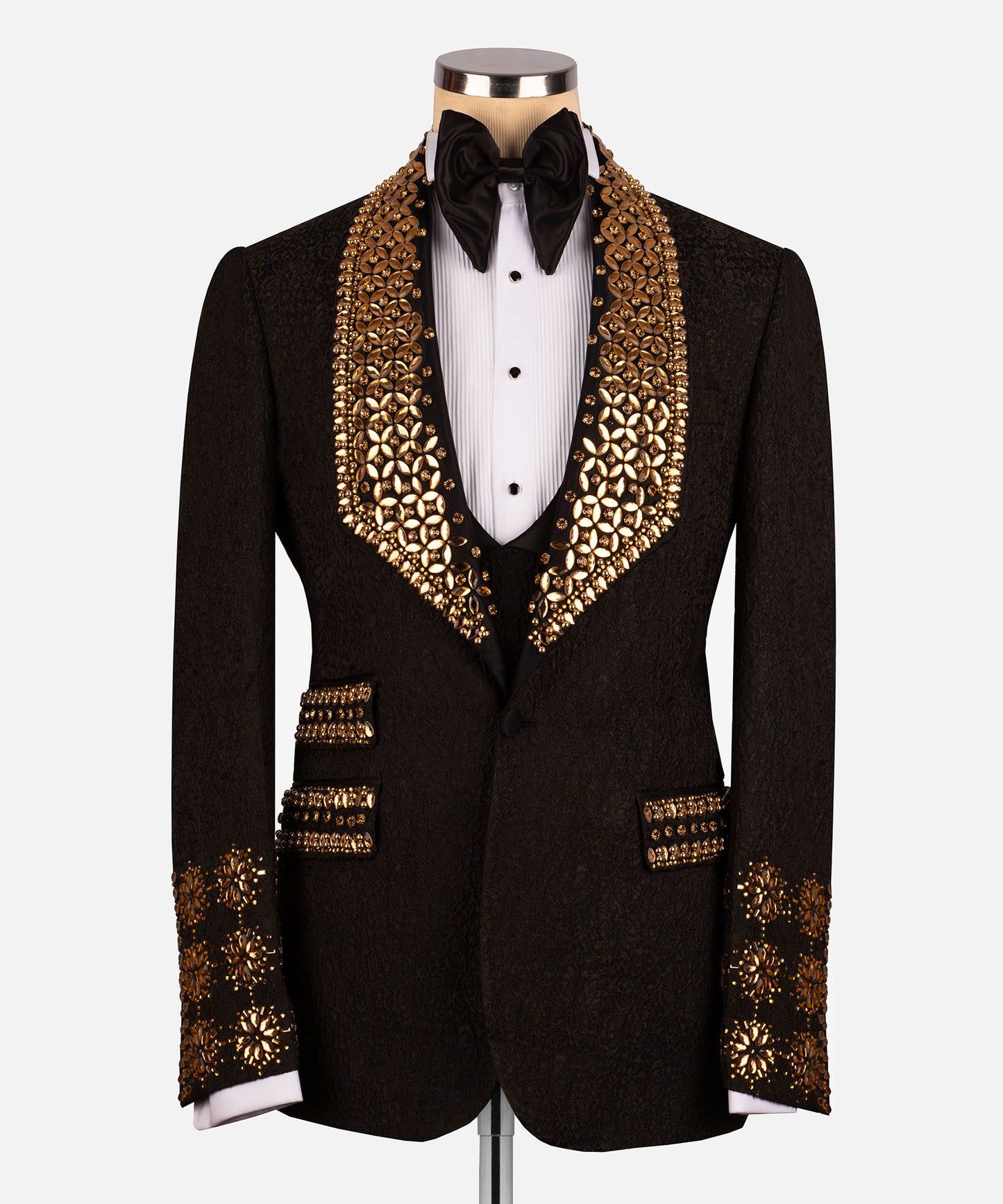 Gold stone embroidered tuxedo