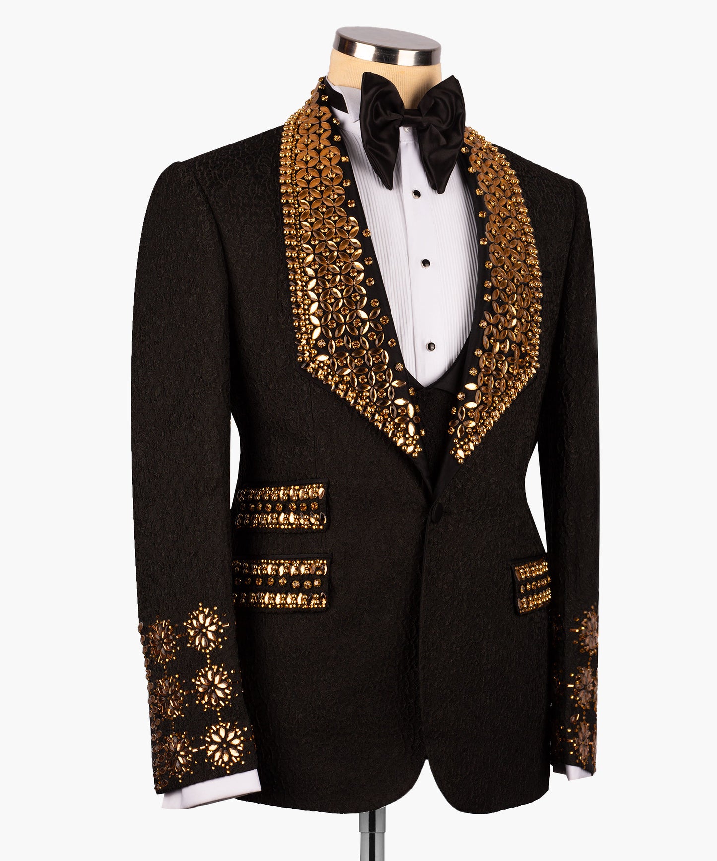 Gold stone embroidered tuxedo