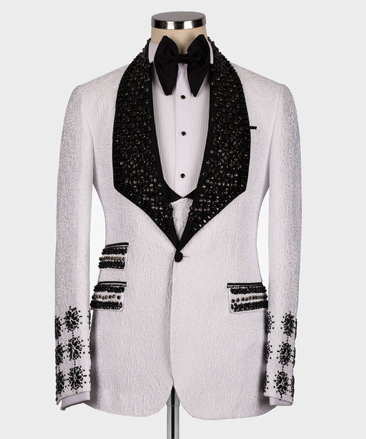 Black stone embroidered tuxedo